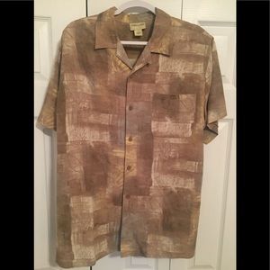 Tan/brown Men's Dress Shirt 100% Silk